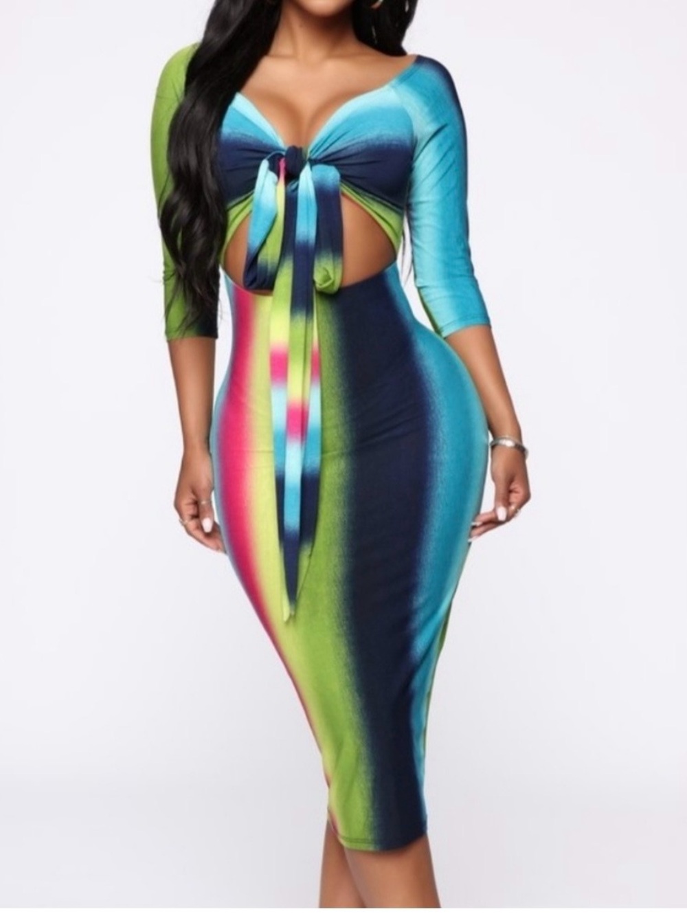 Fashion Nova Always A Fun Time Midi Dress Multicolor Ombre  -XL